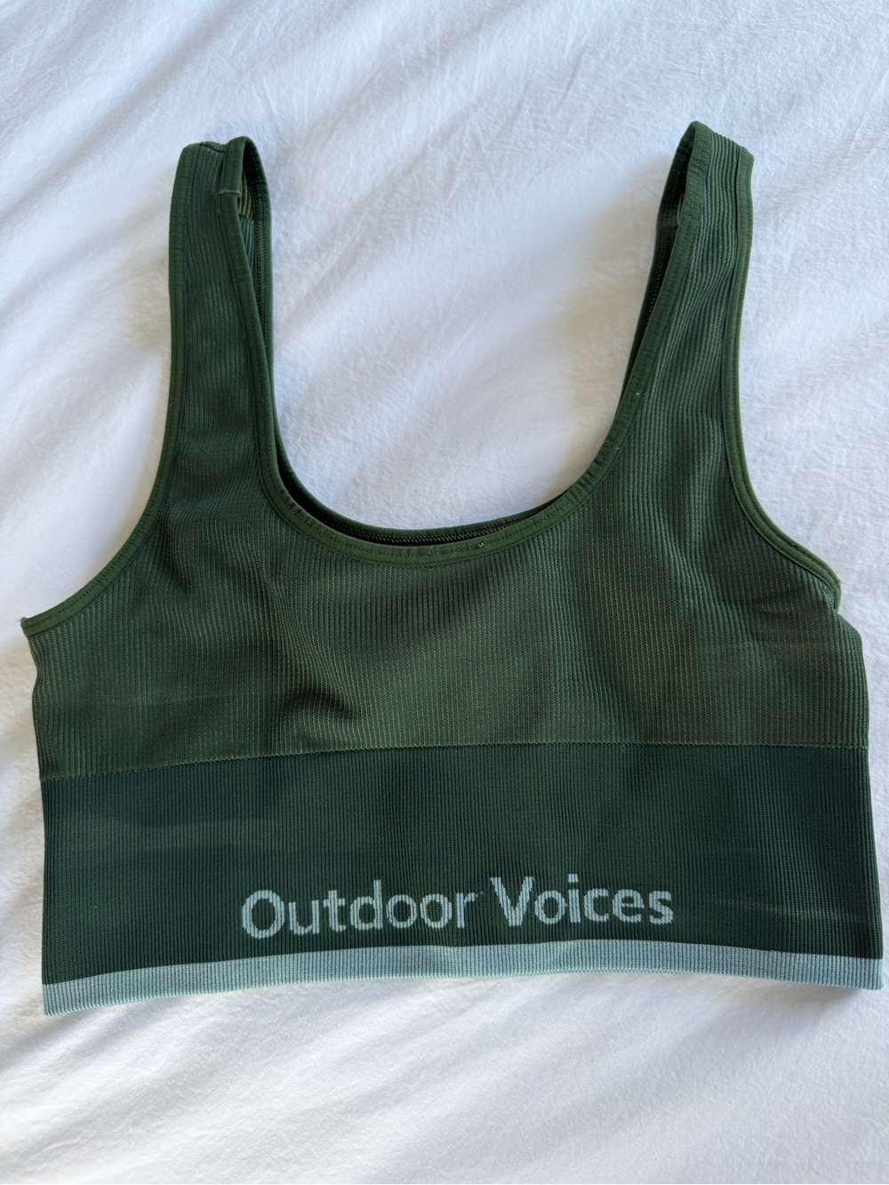 Outdoor Voices Green/Blue Ribbed Sports Bra
